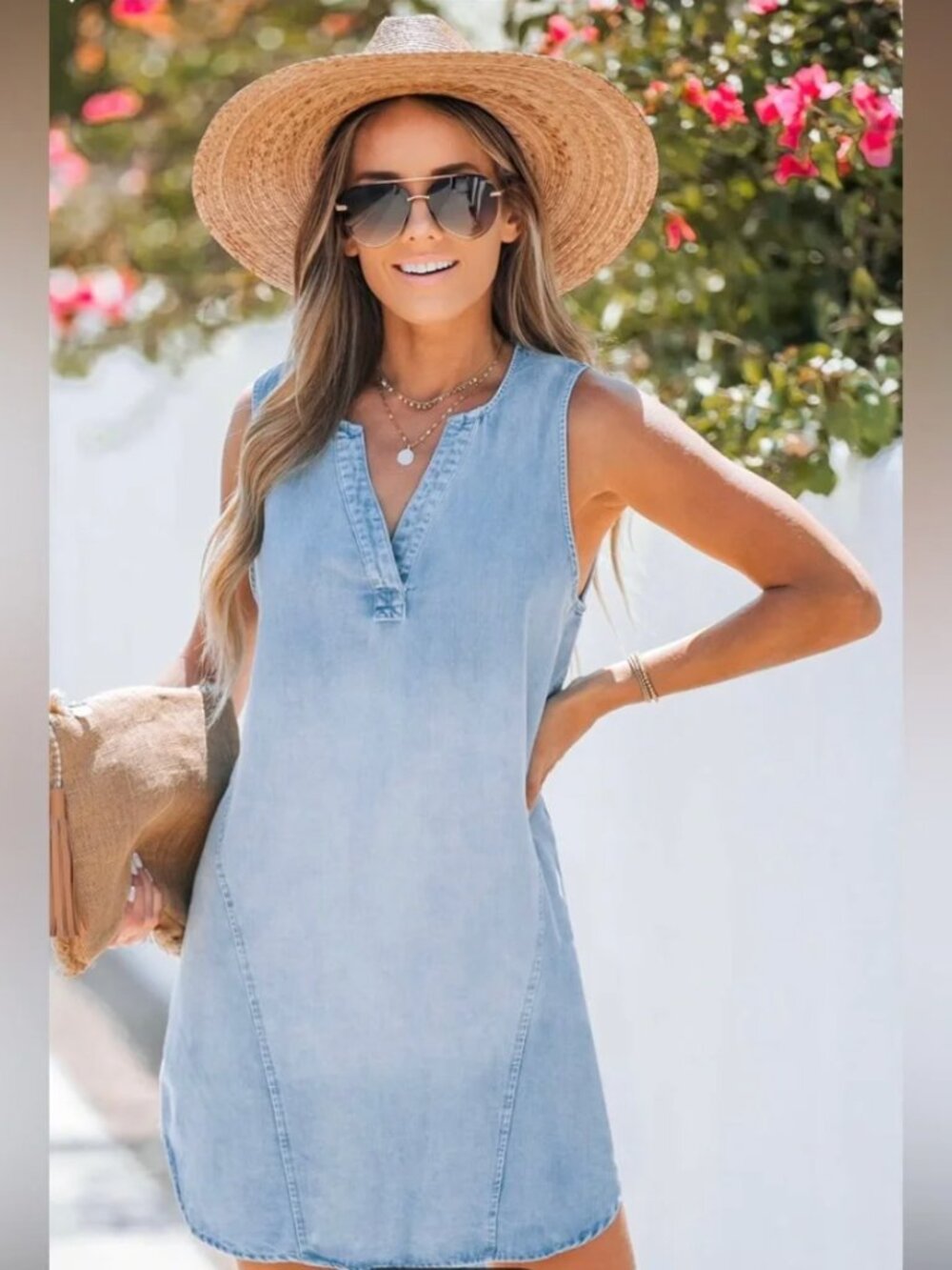 Cupshe Light Colored Denim dress